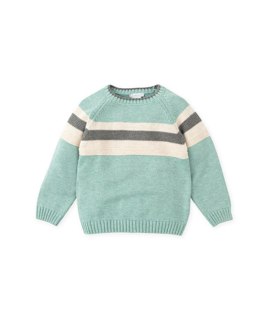 Stylish Sea Green Stripe Sweater for Kids - Tutto Piccolo