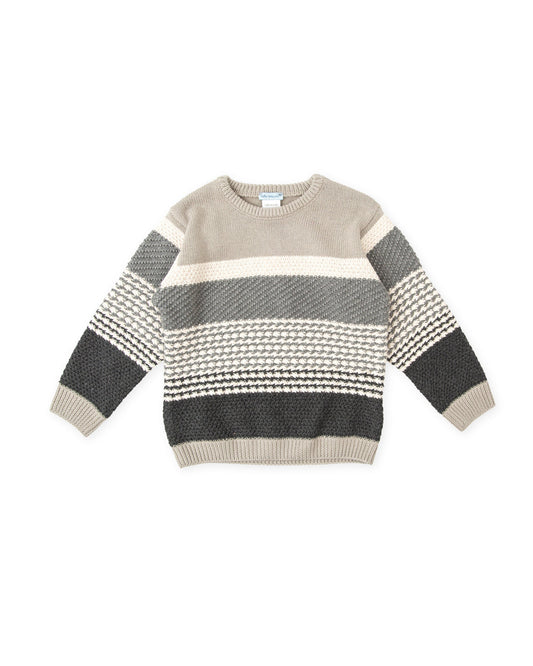 Cozy Grey Striped Knit Sweater for Kids | Tutto Piccolo