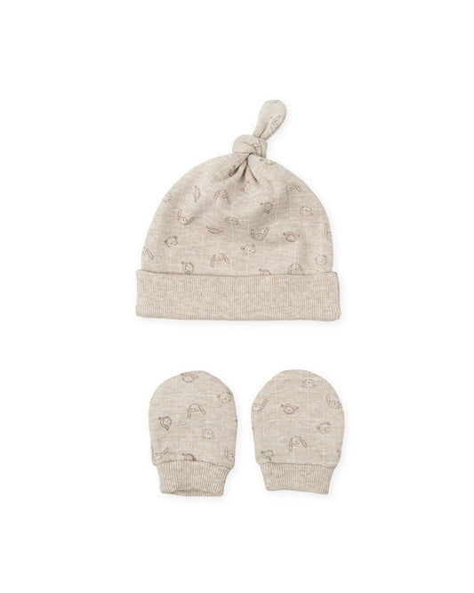 Cozy Sand Animal Print Baby Hat & Mittens Set | Tutto Piccolo