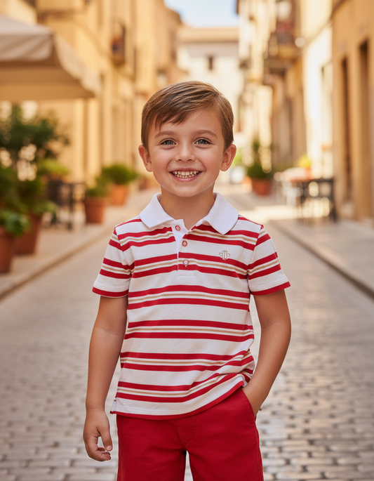 Classic Red Striped Baby Boy Polo Shirt | Soft Cotton Blend