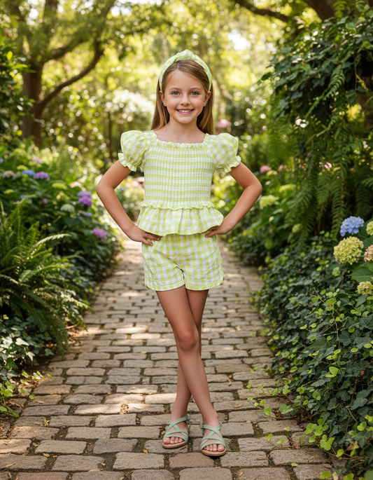 Stylish Lime Plaid Headband for Versatile Fashion Statements