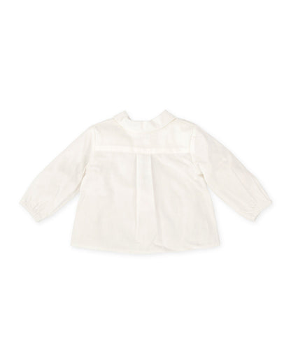 Soft White Long-Sleeve Baby Shirt - Lightweight Cotton Blend