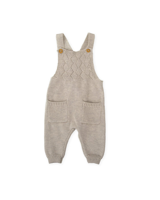 Cozy Taupe Knit Overalls for Babies - Adjustable & Stylish