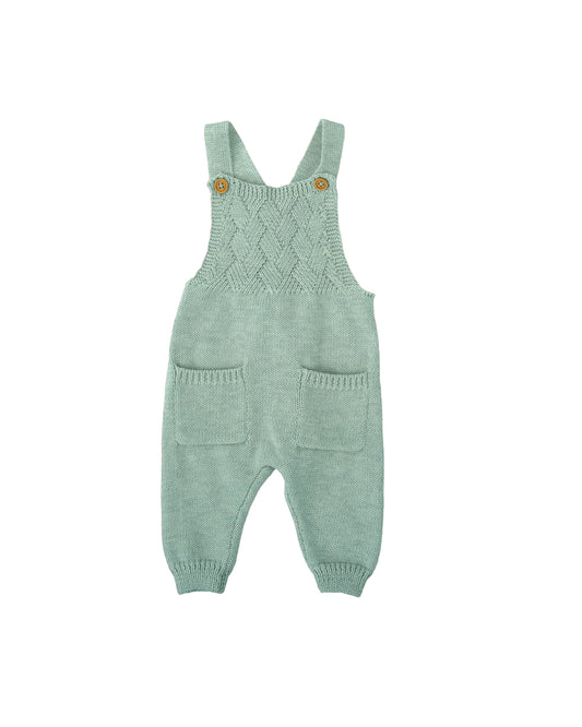 Organic Cotton Knit Newborn Dungarees in Sage Green