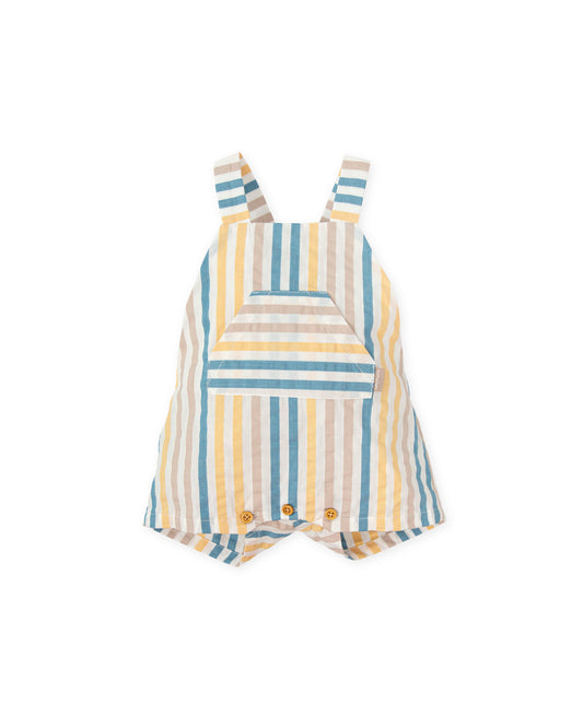 Stylish Taupe Baby Overalls | 100% Cotton Striped Romper