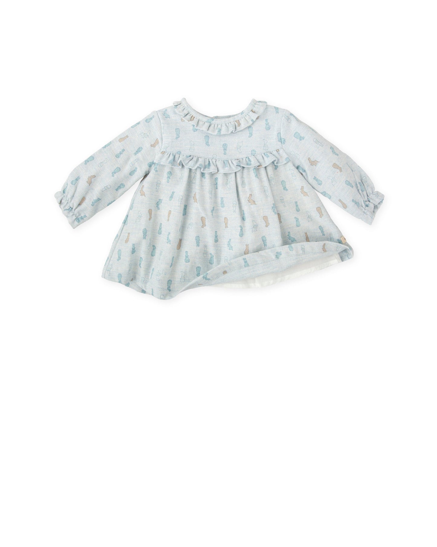 Charming Blue Bunny Print Baby Dress - Soft Cotton Blend