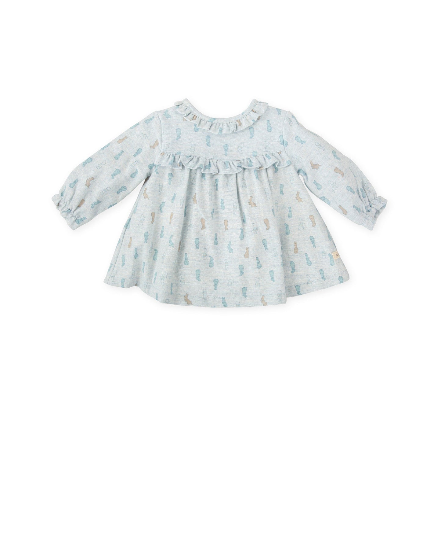 Charming Blue Bunny Print Baby Dress - Soft Cotton Blend
