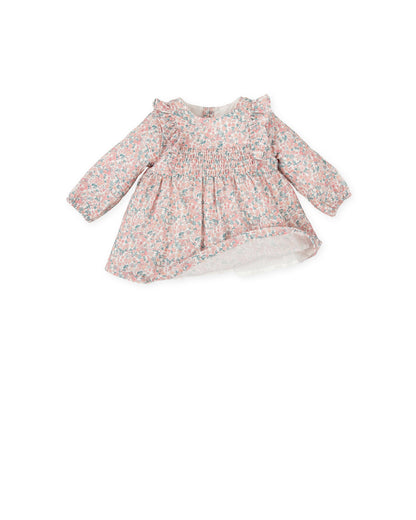 Charming Pink Floral Long Sleeve Dress for Toddlers