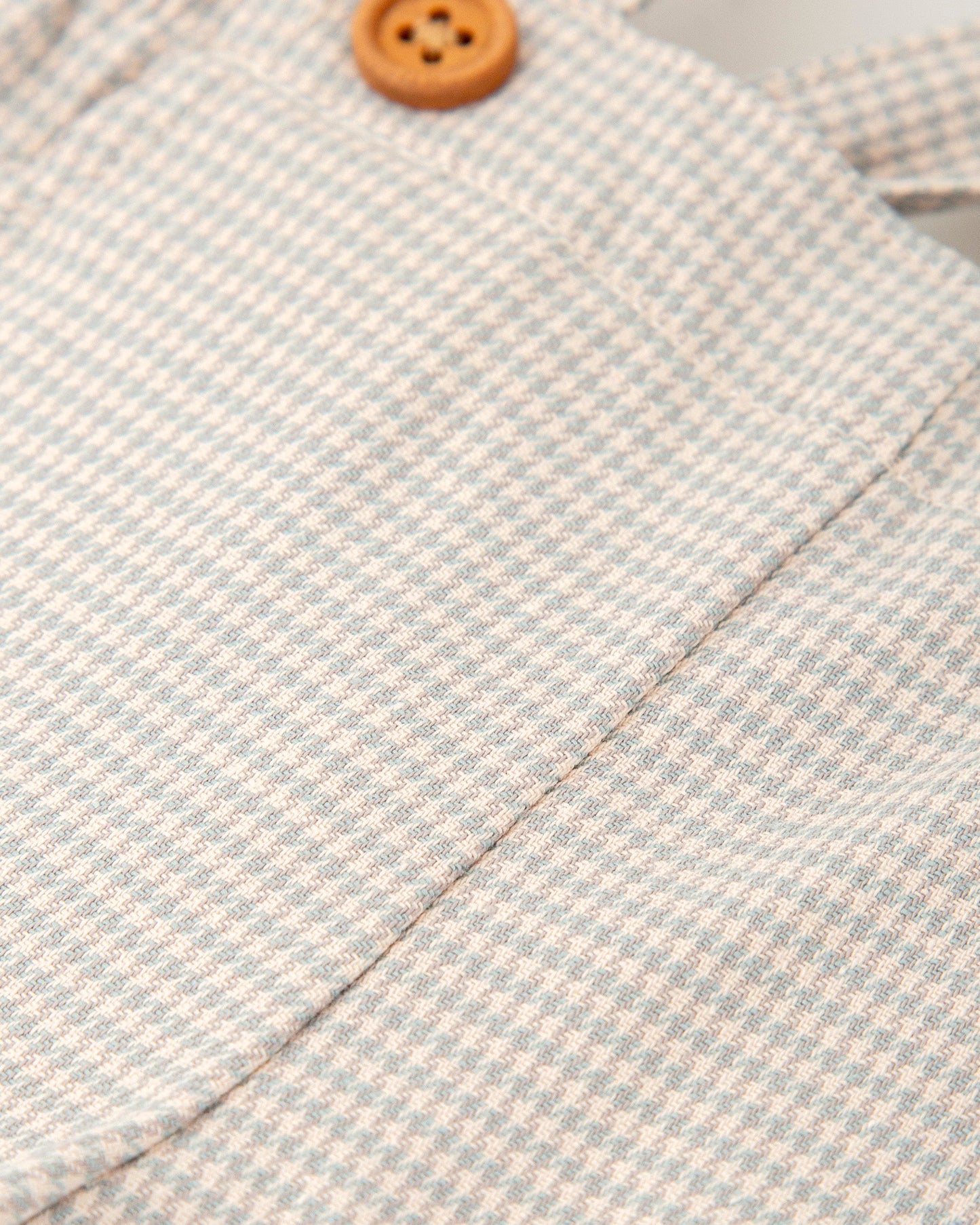 Stylish Beige Houndstooth Baby Suspender Shorts with Adjustable Straps