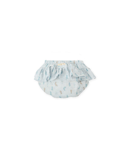 Soft Blue Baby Bloomers with Adorable Bunny Print