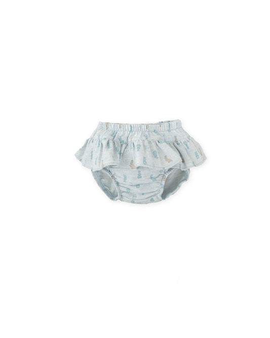 Soft Blue Baby Bloomers with Adorable Bunny Print