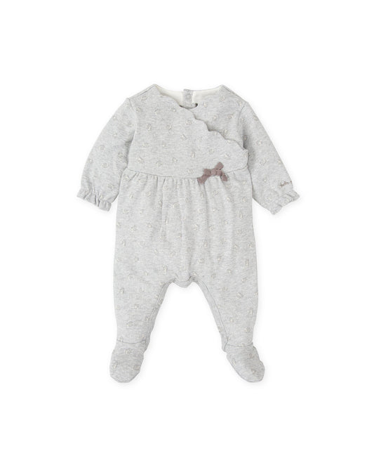 Cozy Sheep Print Footed Baby Romper with Snap Closures