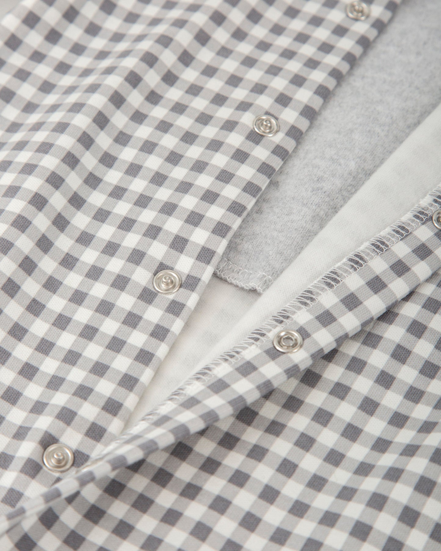 Cozy Gray Gingham Baby Jumpsuit with Sheep Embroidery