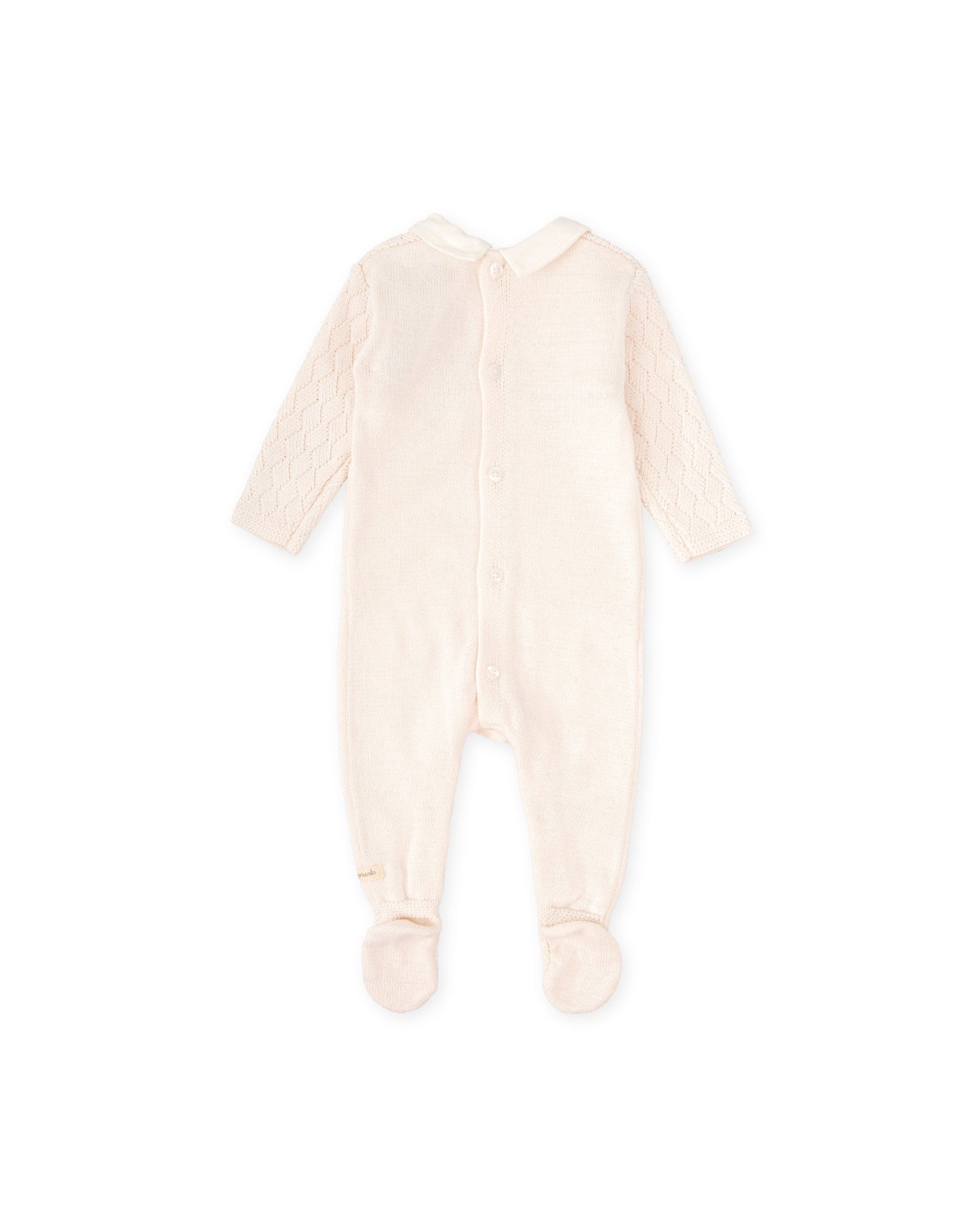Soft Cream Knit Baby Footie Pajamas with Woven Collar