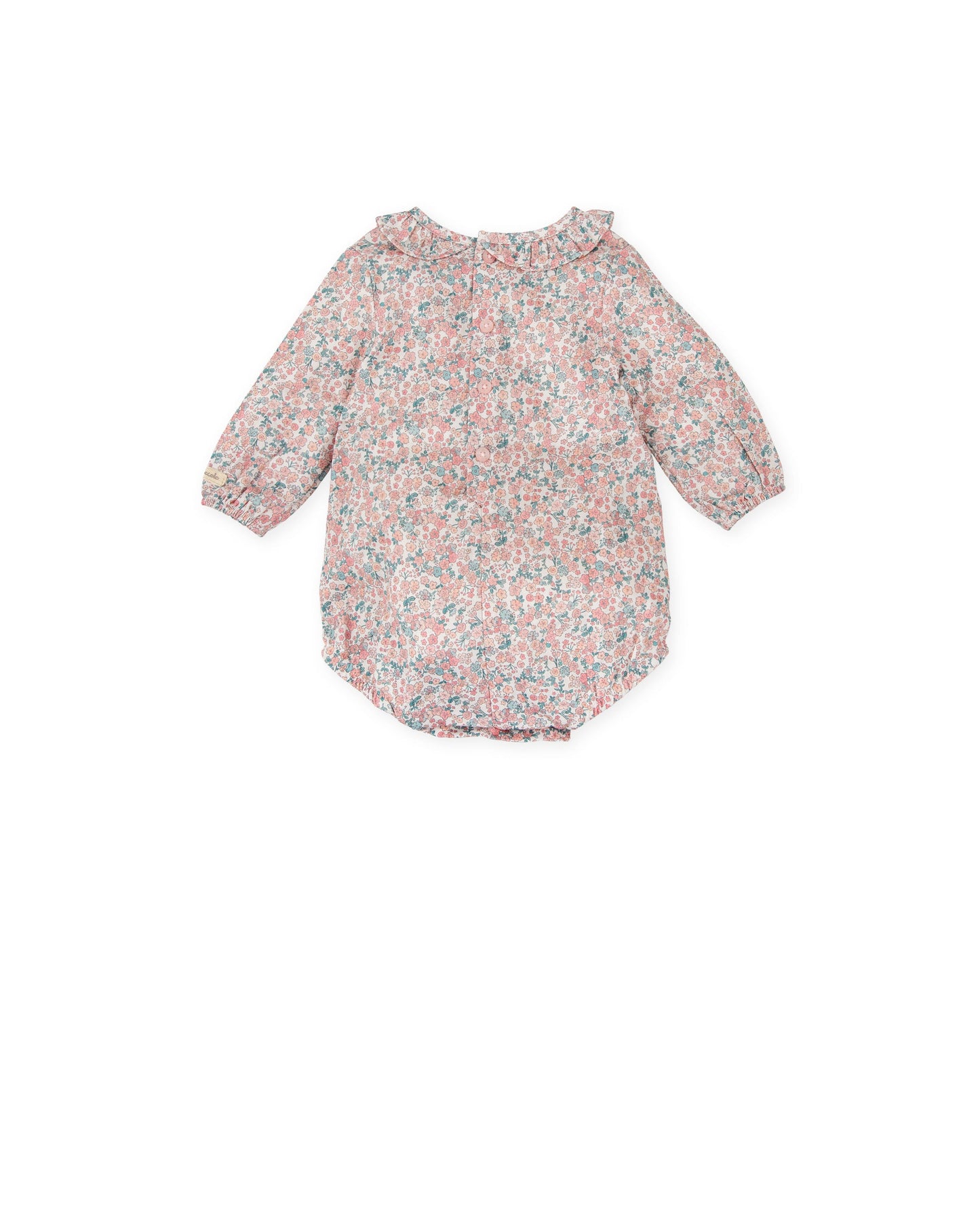 Pink Floral Baby Romper with Ruffle Collar and Comfort Fit