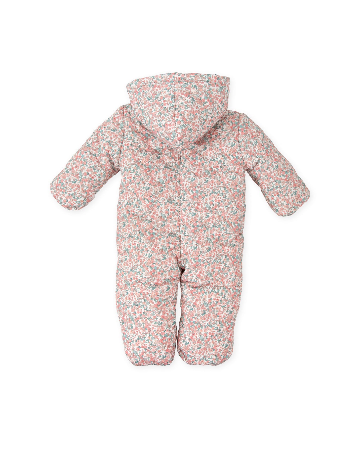 Cozy Newborn Pink Floral Snowsuit with Fleece Lining