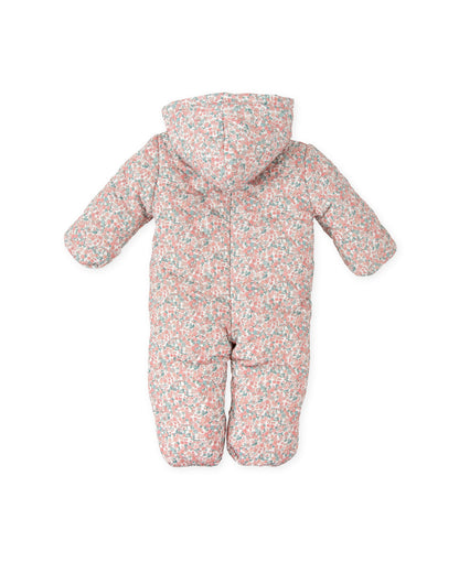 Cozy Newborn Pink Floral Snowsuit with Fleece Lining