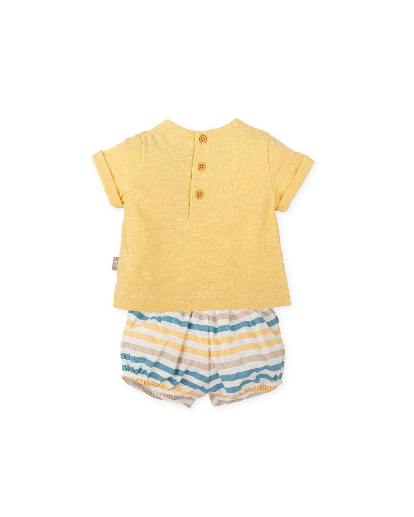 Yellow Baby Boy Outfit | Rhino T-Shirt & Striped Shorts Set | 100% Cotton