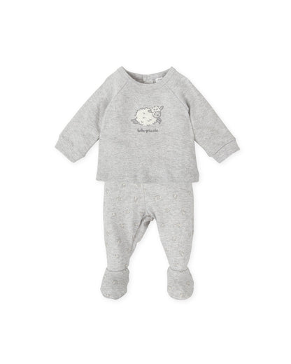 Adorable Sheep Embroidered Baby Outfit | Soft Cotton Two-Piece Set
