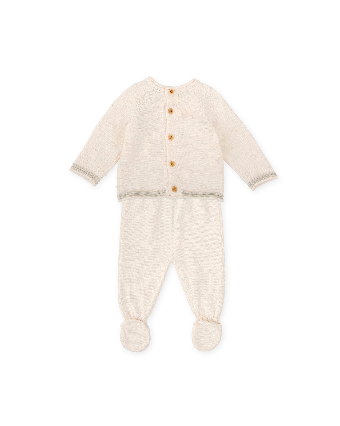 Cozy Ivory Knit Baby Set with Textured Top & Footed Pants