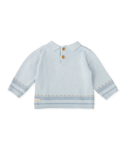 Cozy Light Blue Baby Sweater with Bunny Design - Cotton Blend