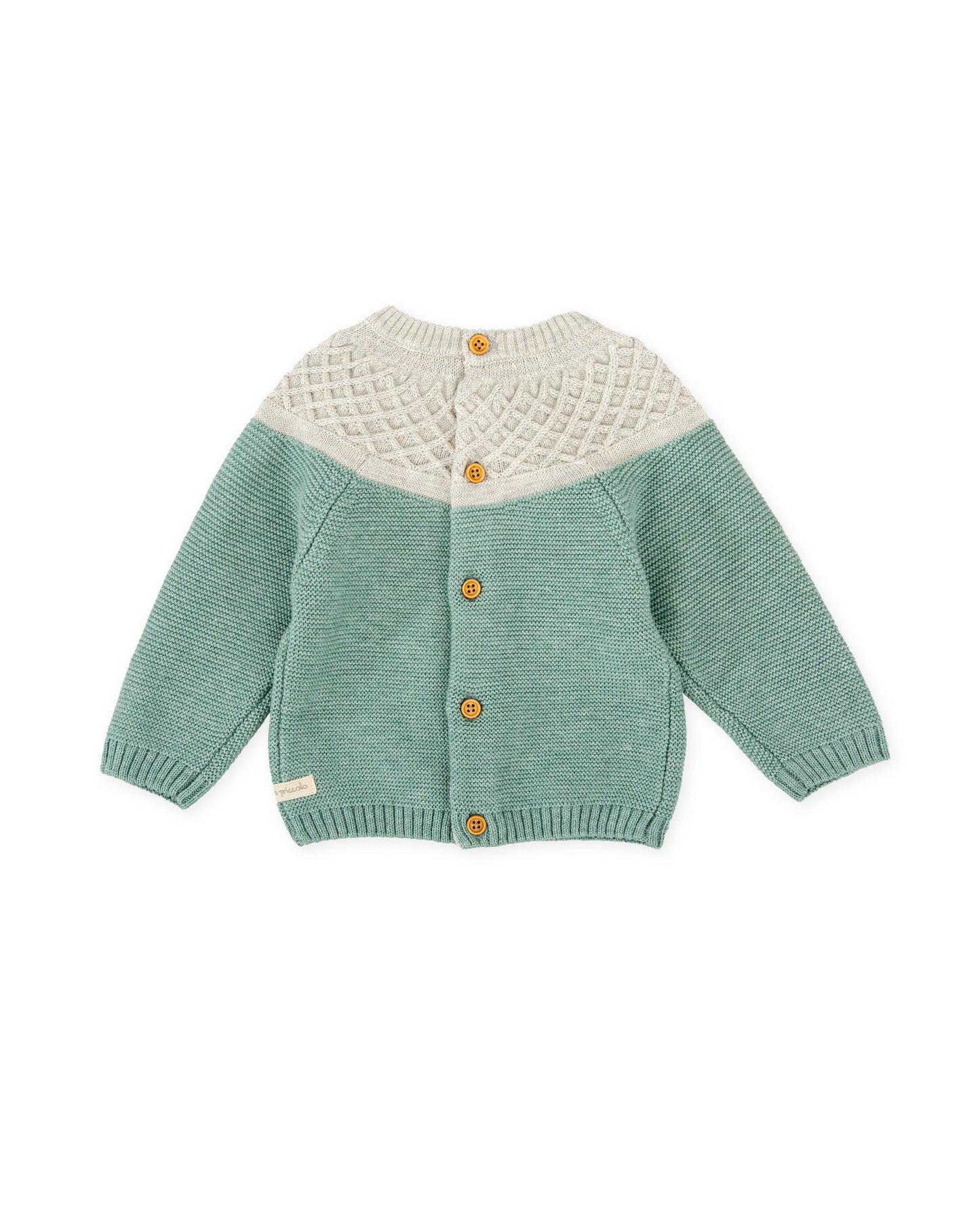 Cozy Baby Knit Sweater in Green & Cream - Soft Cotton Blend