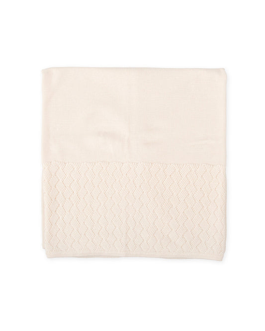 Ivory Knit Baby Blanket - Soft, Cozy & Elegant Basketweave Design