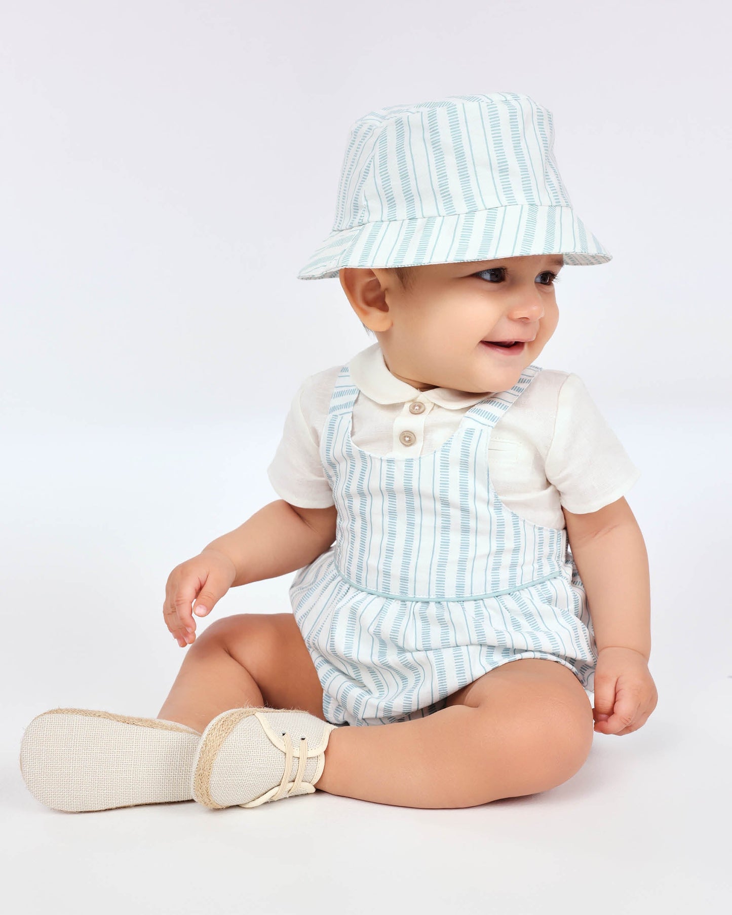 Aquamarine Striped Baby Sun Hat | 100% Cotton Summer Protection