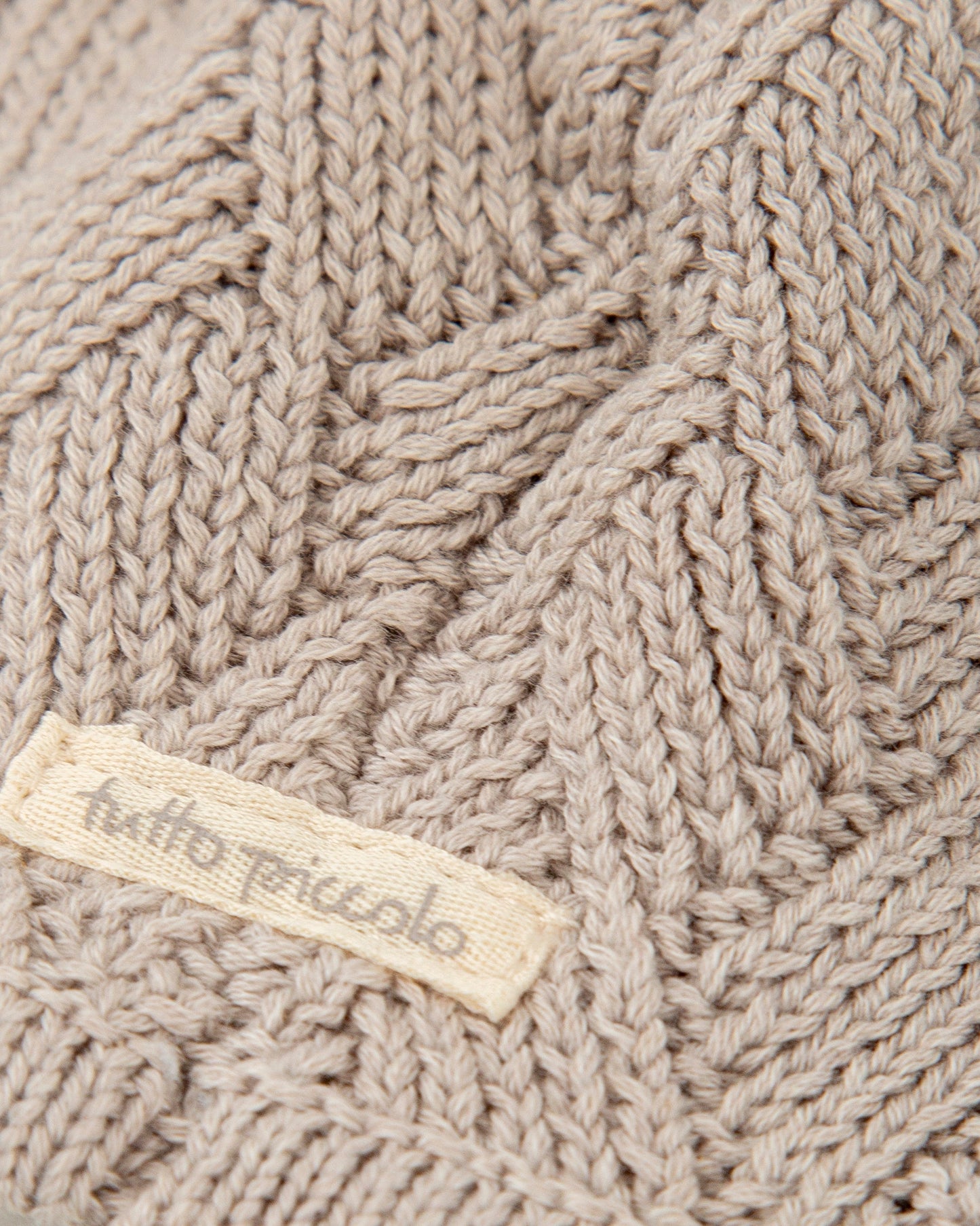 Cozy Baby Knit Hat with Faux-Fur Pom-Pom in Taupe