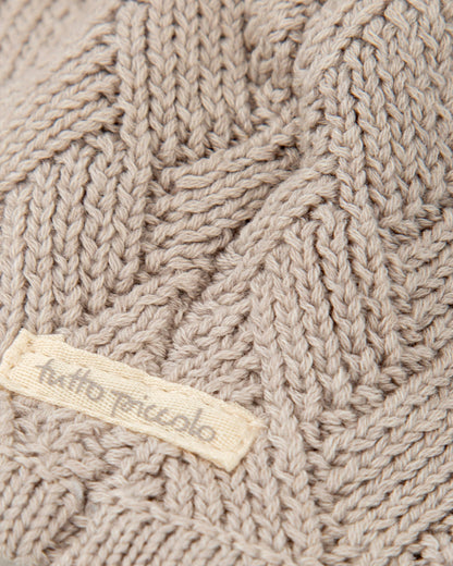 Cozy Baby Knit Hat with Faux-Fur Pom-Pom in Taupe