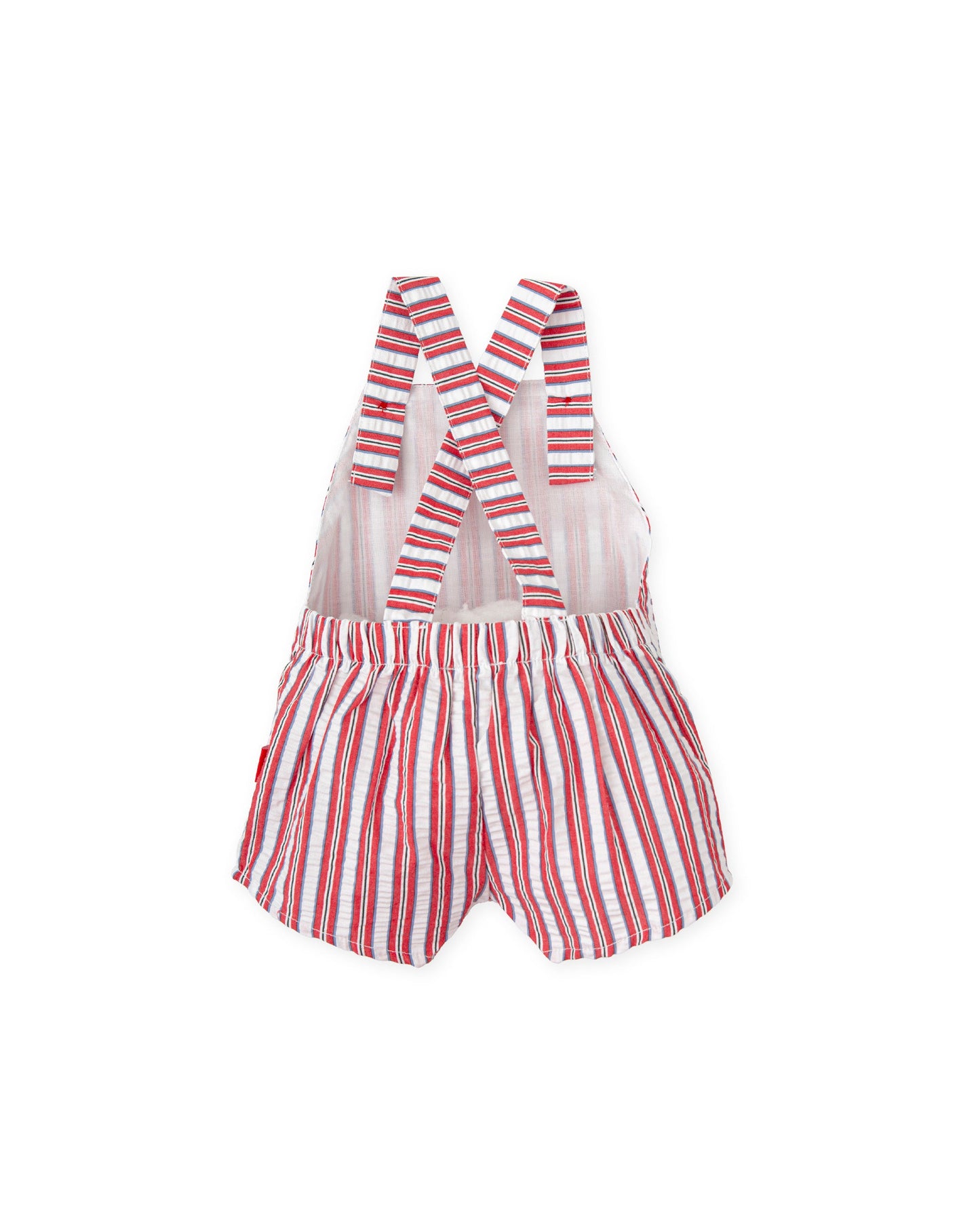 Red & Blue Striped Cotton Baby Romper | Summer Dungaree Outfit