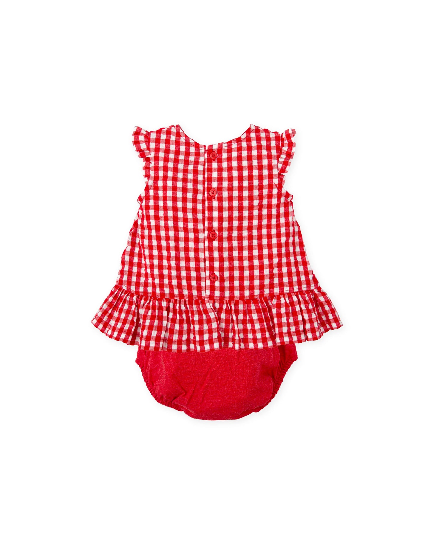 Charming Red Gingham Baby Dress with Matching Bloomers