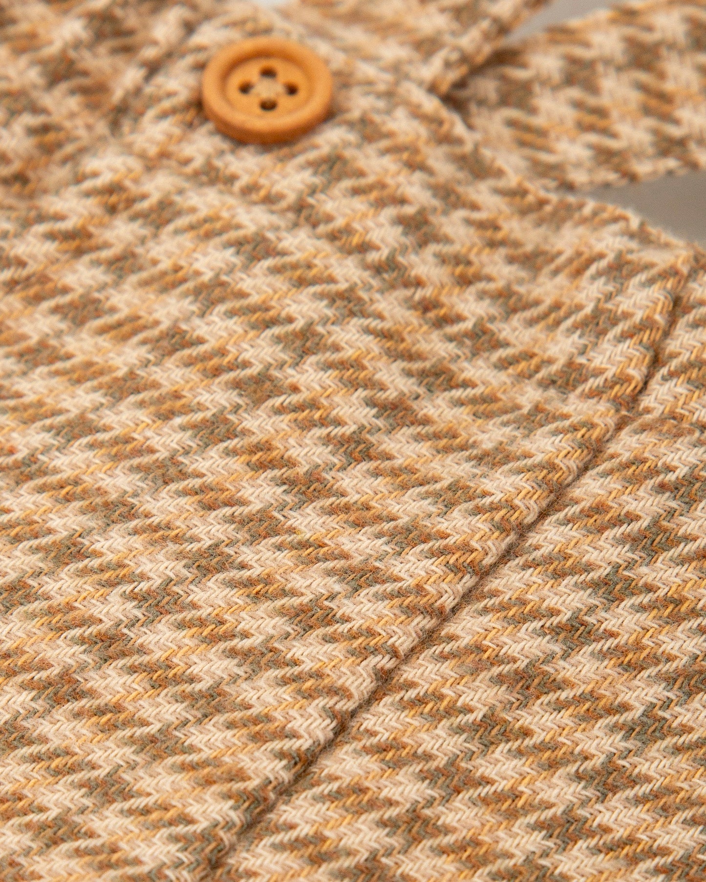 Chic Brown Houndstooth Toddler Suspender Shorts with Pockets