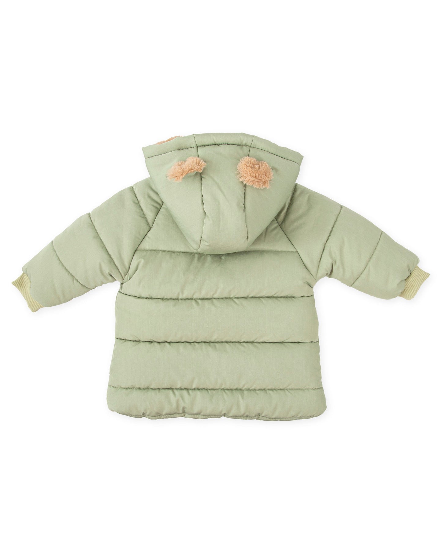 Khaki Bear Ears Fleece-Lined Padded Parka for Kids