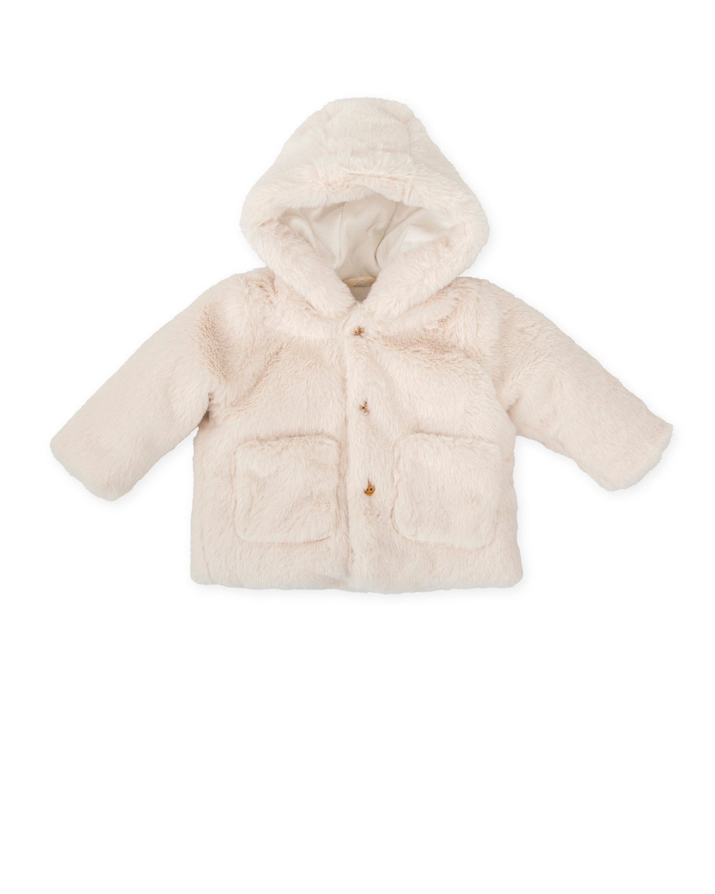 Cozy Cream Faux Fur Baby Coat with Warm Cotton Lining