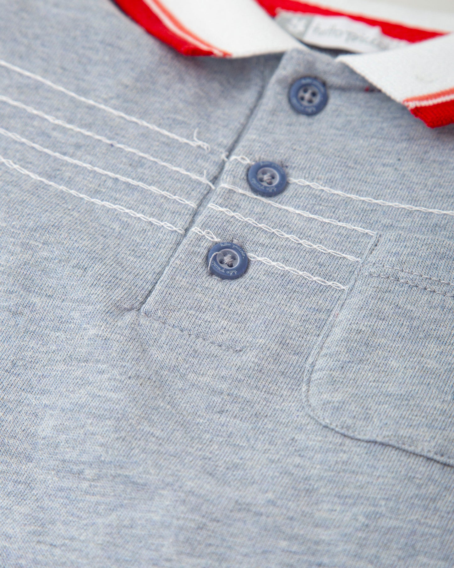 Indigo Polo Neck Shirt with Sporty Red Accents, 100% Cotton