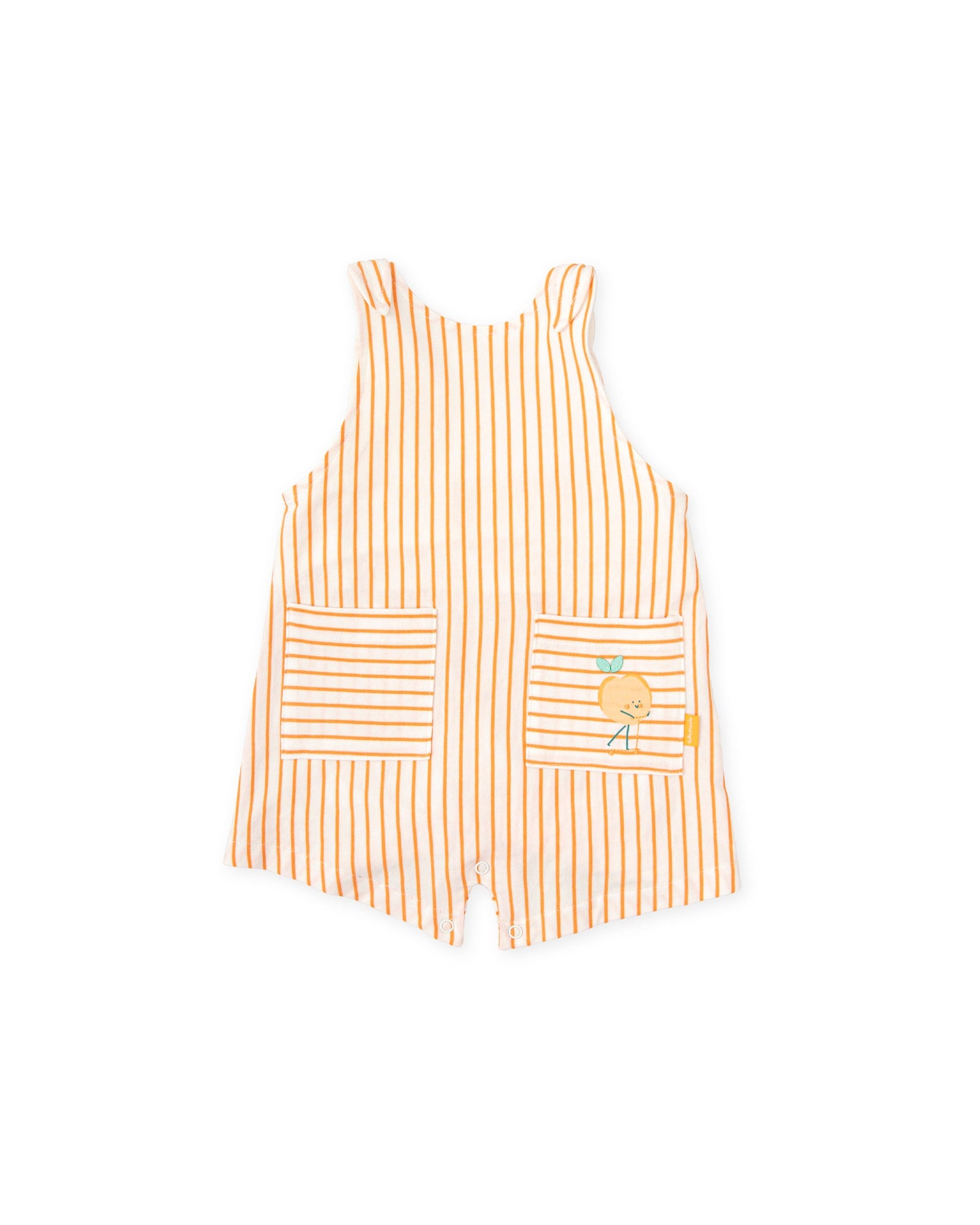 Charming Baby Summer Set | Yellow Tee & Striped Peach Dungarees