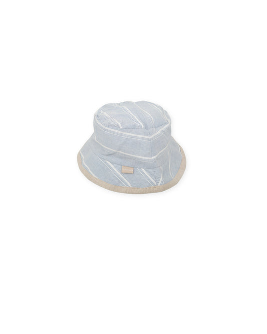 Blue Striped Baby Sun Hat | 100% Cotton Bucket Hat for Infants
