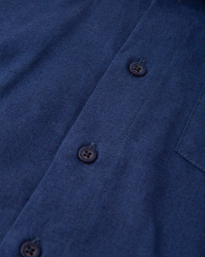 Breathable Navy Linen-Cotton Boys' Short Sleeve Shirt | Tutto Piccolo