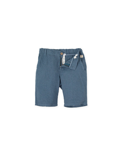 Breathable Indigo Bermuda Shorts | Linen-Cotton Blend