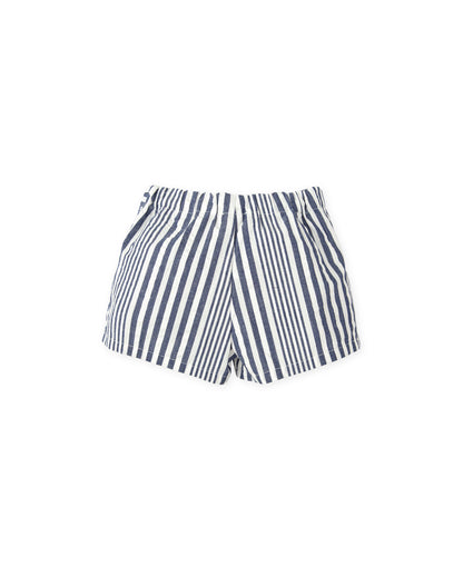 Girls' Navy Striped Cotton Shorts with Belt - Tutto Piccolo