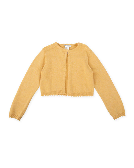 Mustard Yellow Scalloped Knit Cardigan for Kids - Soft & Stylish