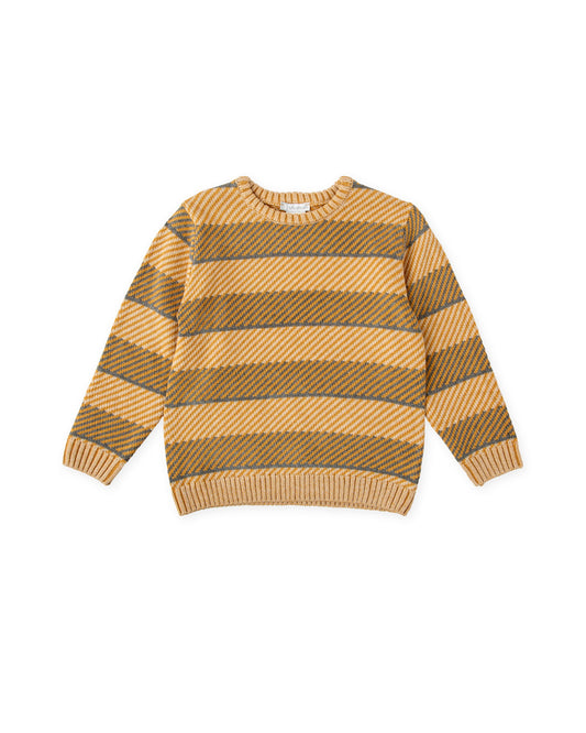 Kids' Vintage Striped Sweater in Mustard and Gray