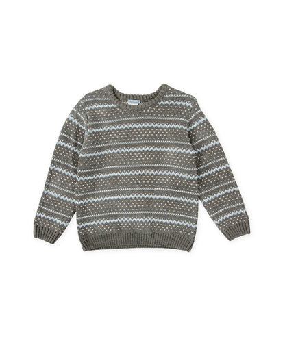 Cozy Charcoal Gray Striped Knit Sweater for Kids