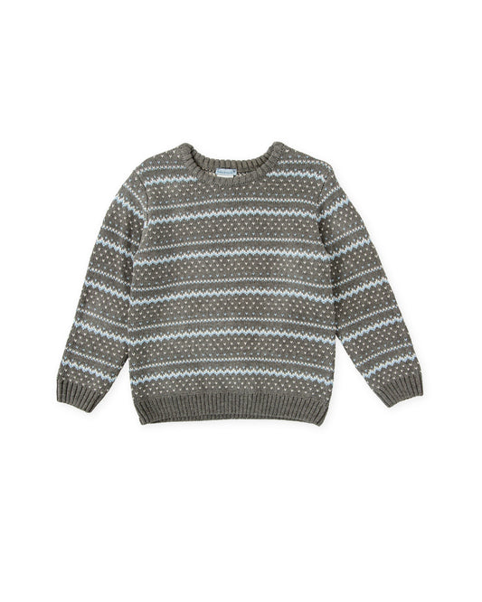 Cozy Charcoal Gray Striped Knit Sweater for Kids