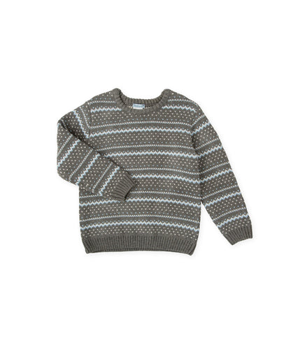 Cozy Charcoal Gray Striped Knit Sweater for Kids