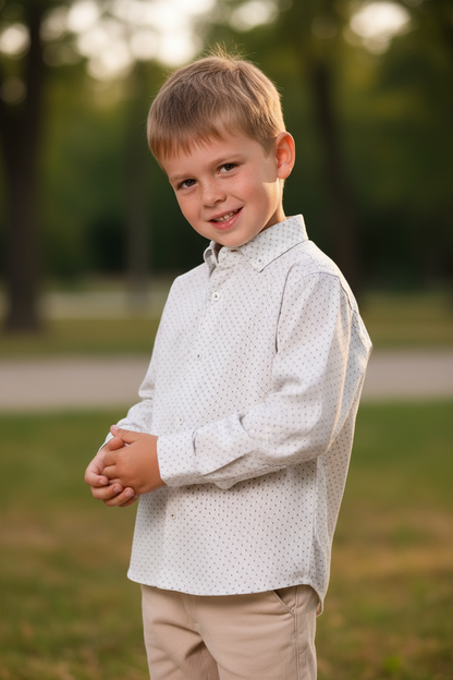 Stylish Kids' Long Sleeve Gray Striped Cotton Shirt by Tutto Piccolo