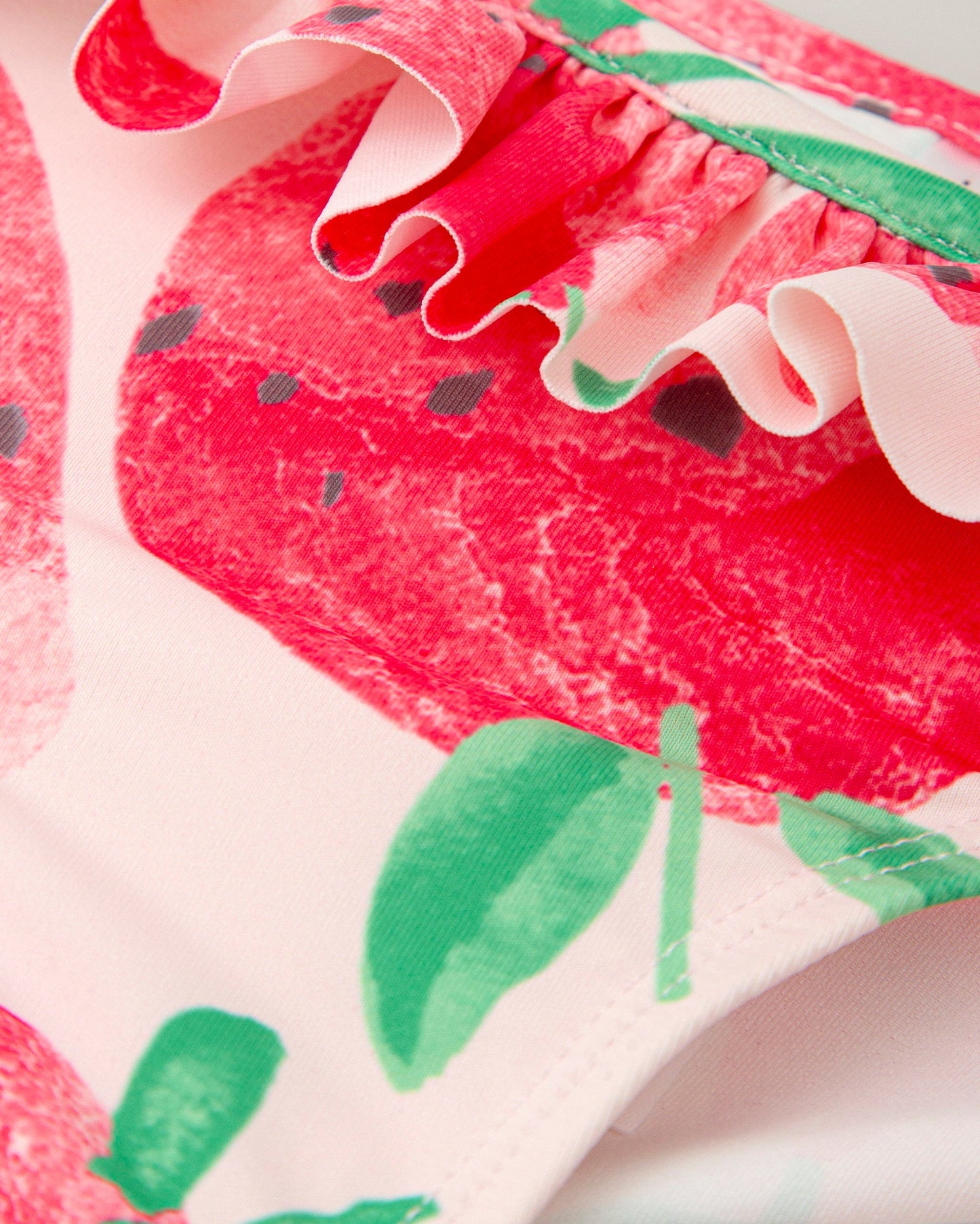 Girls' Strawberry Print Bikini with Frilly Straps & Ruffle Bottoms