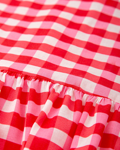 Red Gingham Summer Dress for Girls | 100% Cotton Criss-Cross Style