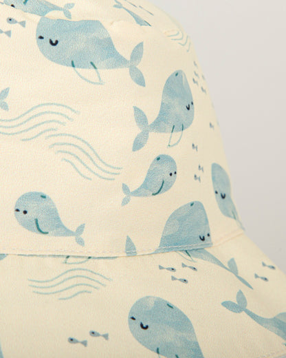 Whale Print Quick-Dry Baby Bucket Hat – Yellow, Beige & Blue